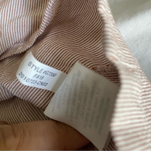 Madewell Button Back Tie Tee in Stripe Red Warm Nutmeg sz XL - Picture 12 of 14